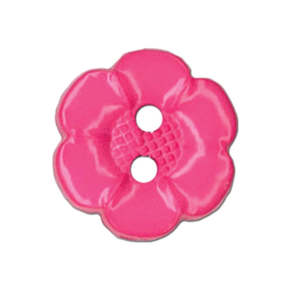 Slimline Buttons Pink Flower 2 Hole Q131  5/8"/16 mm